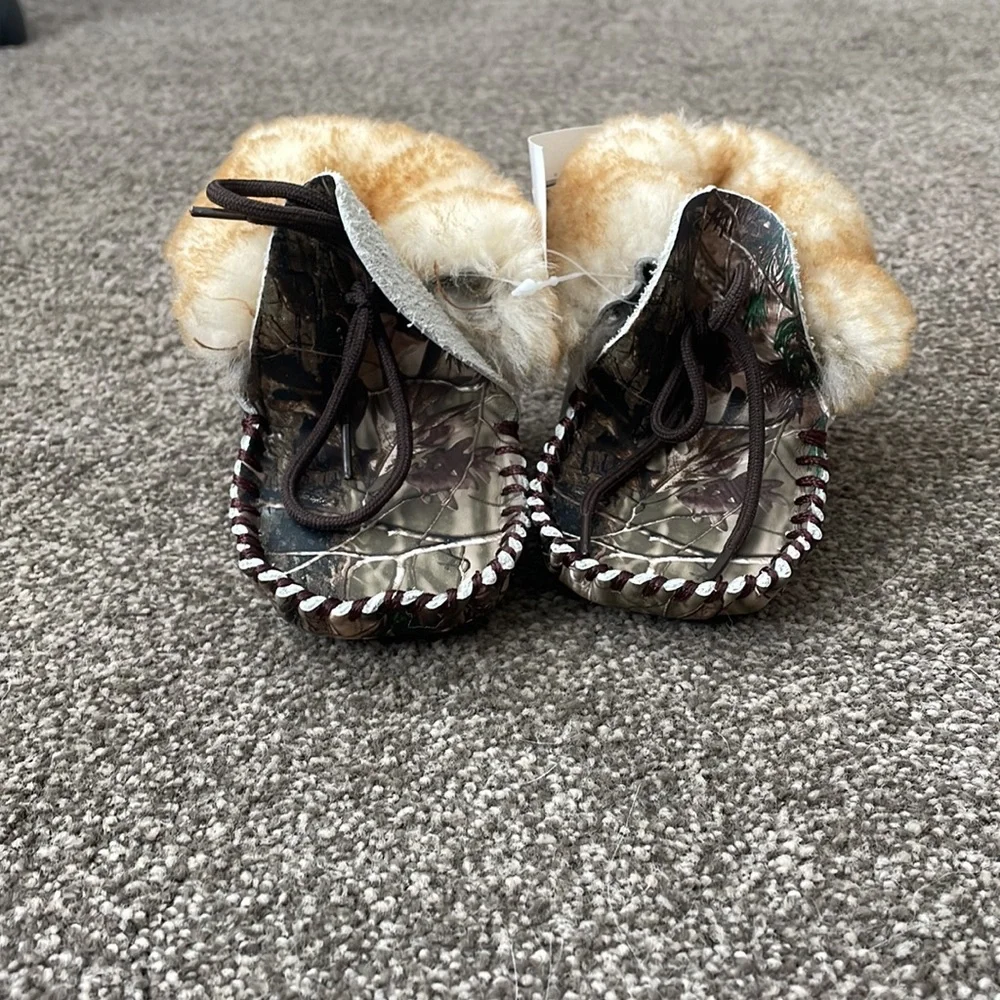 Weber’s camo baby moccasins
